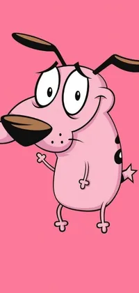 This lively phone live wallpaper features the iconic pink character, Courage the Cowardly Dog