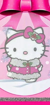 Get into the festive spirit with this adorable live wallpaper featuring a Christmas-themed Hello Kitty ornament