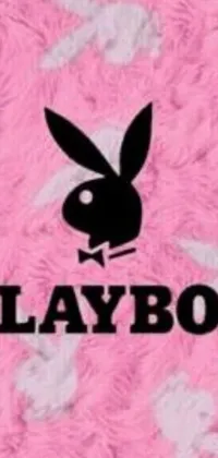 Get playful with this pink and black Playboy logo phone live wallpaper! It features a cozy pink blanket with a bold black logo on it