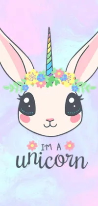 This phone live wallpaper showcases an endearing bunny adorned with a dainty flower crown