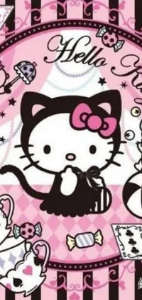 Get a cute and playful Hello Kitty live wallpaper for your phone! Featuring bright and edgy pop art, this image is sure to make your phone stand out