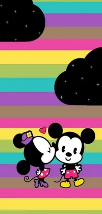 This adorable phone live wallpaper features a cute couple of animated characters standing beside each other