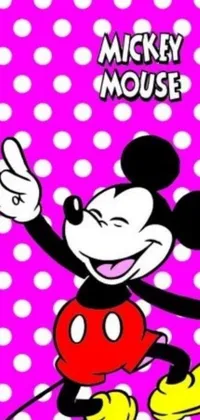 Looking for a fun and exciting phone wallpaper? Look no further than this pop art Mickey Mouse inspired live wallpaper! The background features various fashion items, including lipstick and high heels, while Mickey Mouse waves and smiles in the foreground