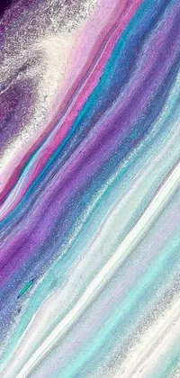 Looking for a unique and mesmerizing phone wallpaper? Check out this trending live wallpaper featuring a detailed, colorful painting in shades of purple, blue, pink, white, and turquoise
