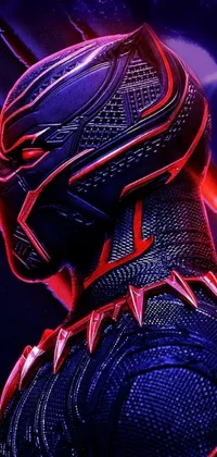 This live wallpaper for your phone showcases a striking close-up of a futuristic person wearing an intricate helmet with stunning designs