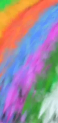 Featuring a man snowboarding down a snowy slope, this live phone wallpaper is a digital painting with rainbow-like colors