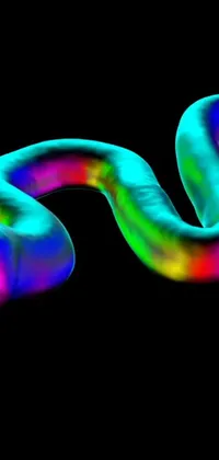 This phone live wallpaper showcases a stunning, close-up image of a colorful snake against a black background