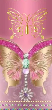 This live wallpaper features a close-up of a butterfly resting on a pink background