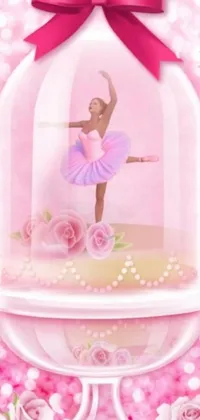 This phone live wallpaper features beautiful digital art by a talented artist, showcasing a ballerina gracefully enclosed in a glass case