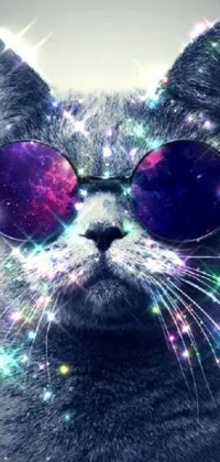 Add some flare to your phone with this trendy live wallpaper! A spunky cat wearing sunglasses takes center stage