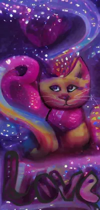 Pink Purple Cat Live Wallpaper