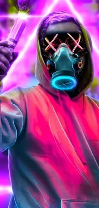 Looking for a unique and striking live wallpaper for your phone? Check out this amazing design featuring a man in a gas mask holding a cigarette