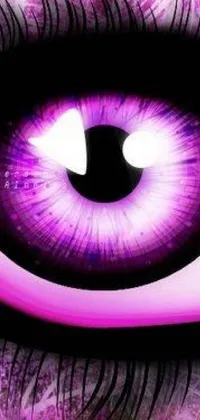 This phone live wallpaper features a mesmerizing close-up of a purple eye emitting a soft pink violet light
