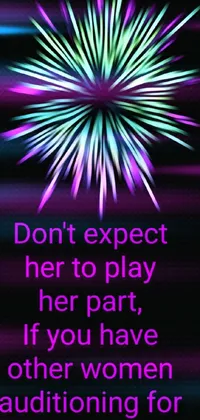 This live wallpaper features a striking black and purple game card frame with the bold phrase, "Don't Expect Her to Play Her Part