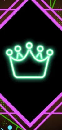 This neon sign phone live wallpaper boasts a regal crown design, perfect for those seeking a unique and vibrant background for their phone