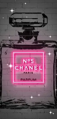 Enhance the aesthetic appeal of your mobile device with the Chanel Bottle Neon Sign Live Wallpaper