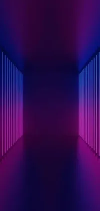 Transform your phone screen with this stunning live wallpaper featuring a row of neon tubes in a dark digital art room, oozing with light and space inspired by the futurism art style