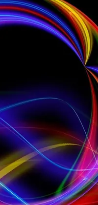 This colorful live wallpaper for your phone features a stunning swirl of hues against a black background