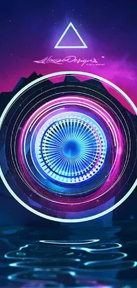 This stunning phone live wallpaper features a close-up shot of a circular object, finished with neon lights creating a mesmerizing aura