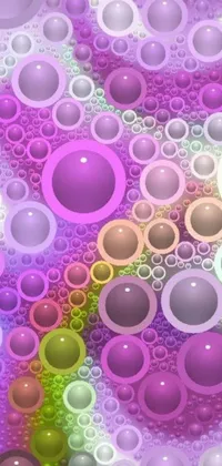 This mobile wallpaper displays a variety of bubbles floating atop each other, designed using generative digital art