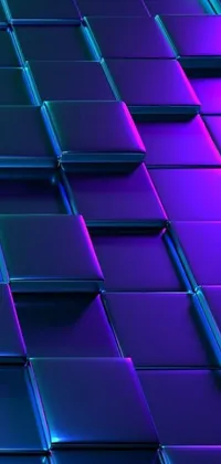 This phone live wallpaper displays a modern and captivating aesthetic with a purple and blue color scheme