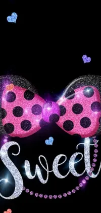 Enhance the look of your phone with this trendy and cool live wallpaper featuring pink and black Minnie Mouse ears on a sleek black background
