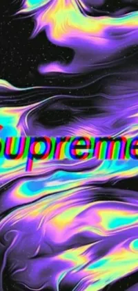 Immerse yourself in a surreal and iridescent world with this beautiful live wallpaper featuring a painting with the word "supreme" on it