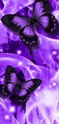 This phone wallpaper is a beautiful digital art creation featuring a group of butterflies