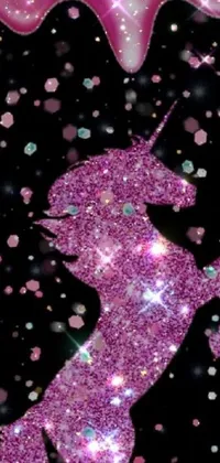 Introducing "Unicorn Glitz" - the phone live wallpaper that will add a touch of magic to your mobile device! Featuring a stunning close-up view of a mystical unicorn set against a black background, this live wallpaper also includes shimmering glitter crystals that dance around the unicorn, casting a hypnotic spell