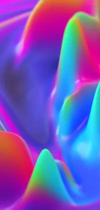 This premium live wallpaper features a mesmerizing and dynamic close-up view of a brightly colored liquid substance that appears to continuously flow and transform