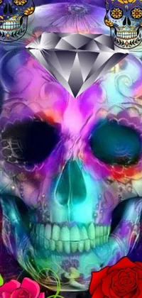Looking for a unique and captivating phone wallpaper? This live wallpaper features a bold skull design, complete with a diamond embellishment