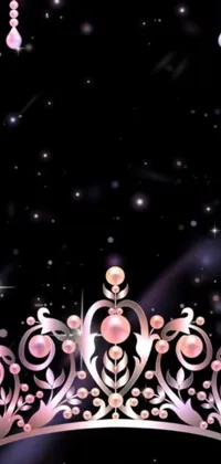 This is a stunning mobile live wallpaper that features a digital art masterpiece showcasing a beautiful character wearing a dazzling crystalline fractal tiara set against a black night sky background