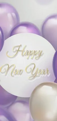 Get into the celebratory mood with this exciting live wallpaper for your phone! Featuring a cluster of beautiful purple and white balloons, it's perfect for any occasion