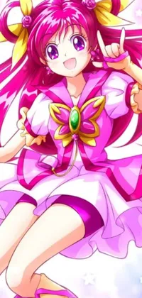 This phone live wallpaper features a stunning close-up of a vibrant pink dress inspired by popular anime series and favorite characters