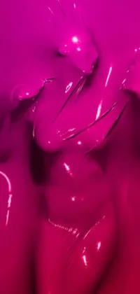 This striking live wallpaper features an abstract sculpture in a glossy, magenta bodysuit
