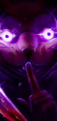 This live wallpaper features a digital painting of an anthropomorphic rabbit with purple metal ears and a glowing mouth