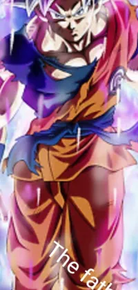 This live wallpaper features a striking image of Gohan from Dragon Ball, surrounded by vivid tones of orange and purple