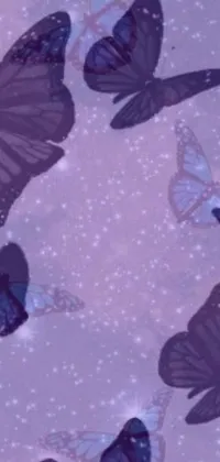 This phone live wallpaper showcases a group of colorful butterflies flying through the air, emitting a nostalgic Y2K aesthetic