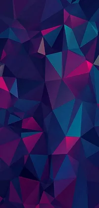 Geometric abstract art live wallpaper featuring purple and blue triangles with a stained glass effect