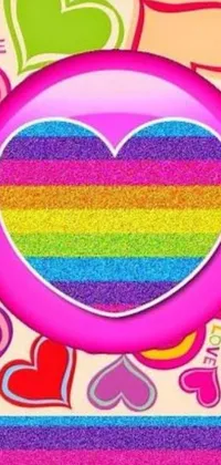 This is a live wallpaper for your phone that features a colorful heart made from lollipops by Lisa Frank
