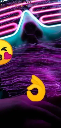 Brighten up your phone screen with this unique live wallpaper featuring a vibrant design of neon glasses and flowing silk in various shades of purple