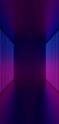 This stunning phone live wallpaper features a dark room adorned with neon lights on the walls