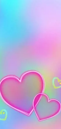 This phone live wallpaper features a delightful arrangement of two pink hearts positioned beautifully close to each other