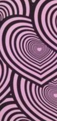 This phone live wallpaper showcases a visually stunning pattern of hearts in varying tones of purple