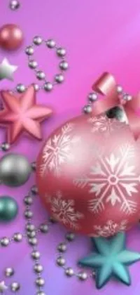 Add cheer to your phone with the "Christmas Ornament on Pink" live wallpaper
