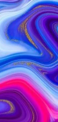 This abstract phone live wallpaper boasts an eye-catching digital painting featuring a beautiful purple and blue color scheme