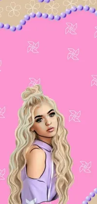 This live phone wallpaper showcases a stunning digital painting of a young woman with long blonde hair