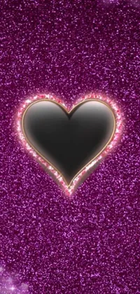 This stunning live wallpaper features a glittery purple background with a heart in the center, symbolizing love and passion