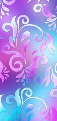 This live wallpaper for mobile phones showcases a beautiful art nouveau-inspired design in soft airbrushed colors of pink and blue