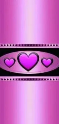 This live wallpaper features a stunning pink and black background adorned with hearts made of liquid purple metal